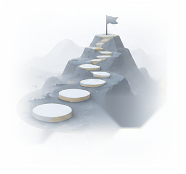 Stepping stones leading to a summit flag